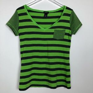 Rue 21 Neon Striped V-Neck Top